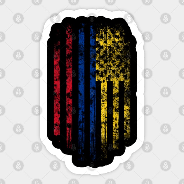 Colombia and America Flag Combo Sticker by Family Heritage Gifts